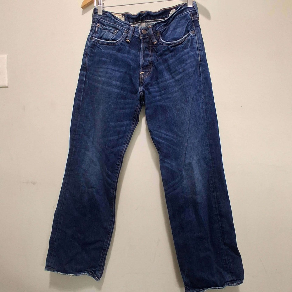 Abercrombie‎ & Fitch Womens Straight Leg Blue Jeans Size 14 Button Fly Cotton